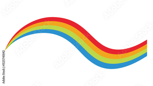Colorful rainbow wave design on white backdrop for creative design projects and visuals