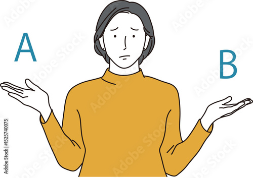 二択に悩む女性のイラスト素材
