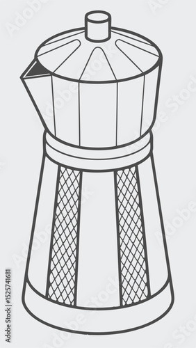 Detailed vector illustration of a moka pot for coffee brewing in minimalist style
