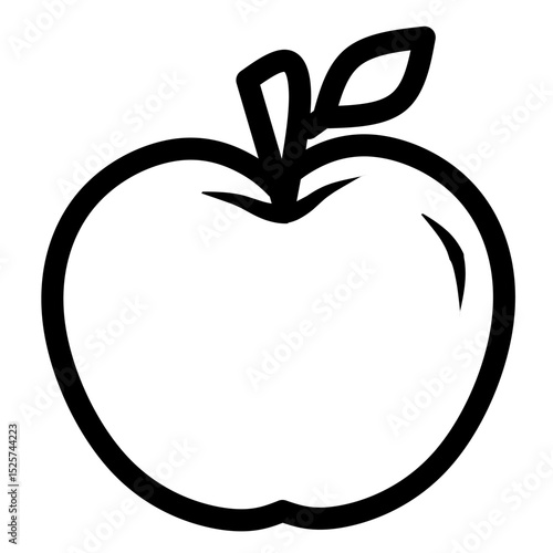 Outline apple icon isolated on white background, suitable for coloring books, educational materials, and vegan or vegetarian logos