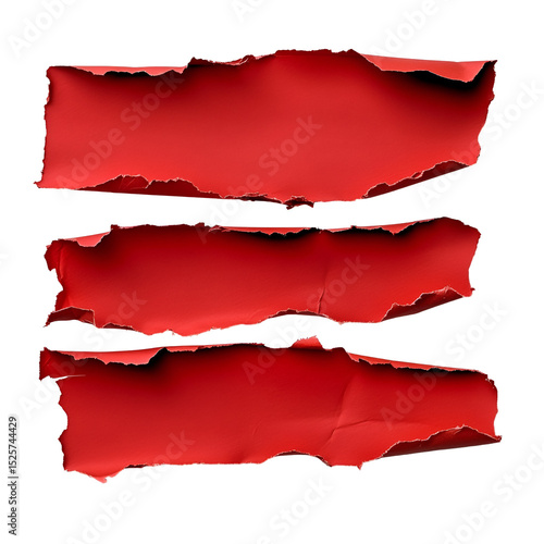 Wallpaper Mural Three Red Torn Paper Strips Isolated Black Background Texture Torontodigital.ca