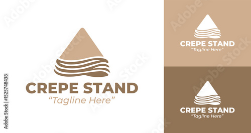 Minimalist and Professional Crepe Stand Logo in Beige and Brown Tones for Business Branding