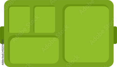 Green Bento Box: Compartmentalized Food Container, Flat Lay.