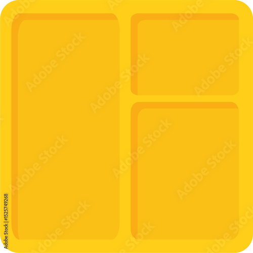 Golden Yellow Tray: Divided Sections, Clean Lines, Rounded Corners.