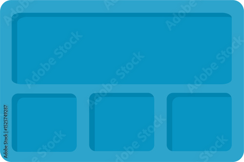 Divided Turquoise Container: Rectangle and Square Compartments, Clean Design.