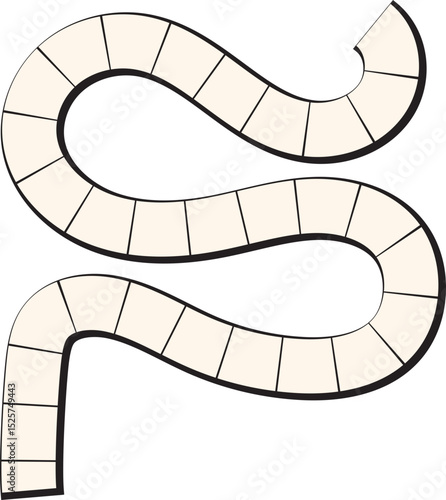 Winding Pathway: Abstract Game Board Design with Square Spaces, Isolated on White.