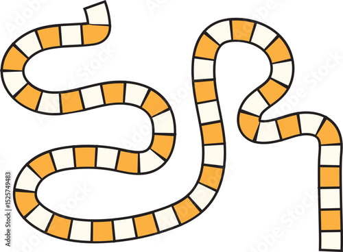 Abstract Curved Path: Alternating Orange & White Squares, Playful Design.