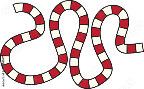 Red and White Striped Winding Path Game Board Element.