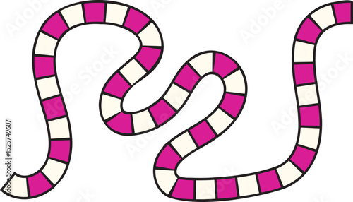 Winding Pink and White Checkered Path Illustration on White.