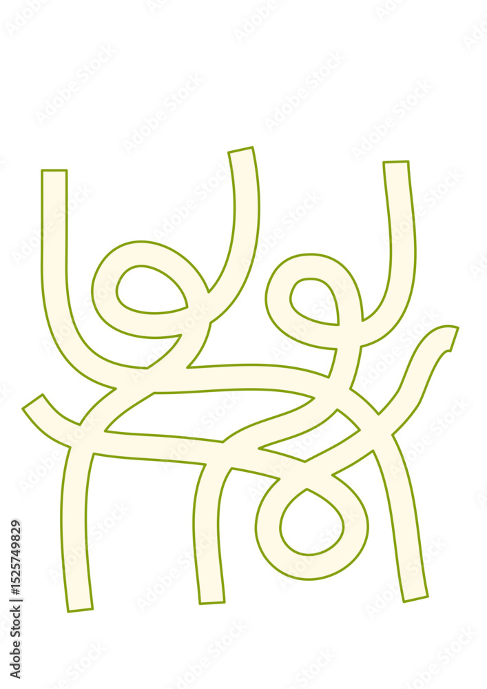 Abstract Intertwined Figures, Olive Green Outline on White Background, Minimalist Design Element. Abstract Intertwined Figures, Olive Green Outline on White Background, Minimalist Design Element.