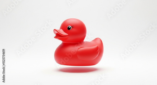 A red rubber duck toy isolated on white