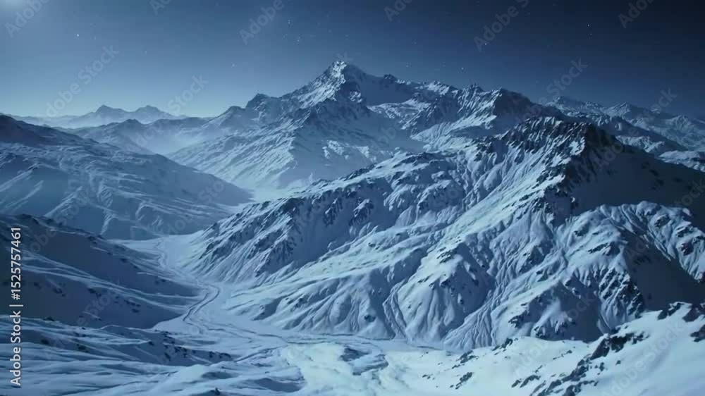 Snowy mountain range at night Snowy mountain range at night