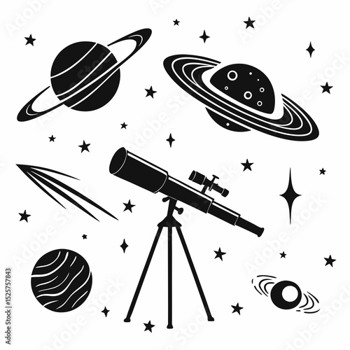 Celestial bodies planets stars telescope space exploration