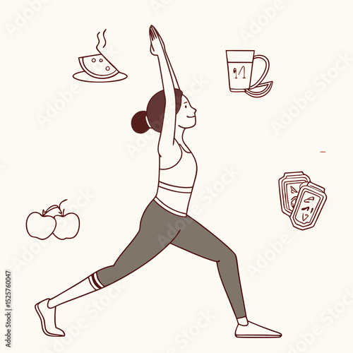 Woman doing yoga healthy lifestyle wellness fitness