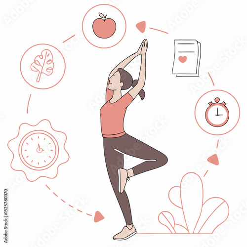 Woman practicing yoga healthy lifestyle wellness