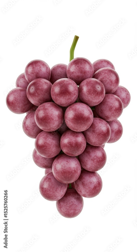 Fototapeta premium Hyper-Realistic 3D Render of a Fresh Bunch of Purple Grapes on White Background 