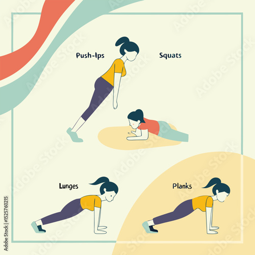 Exercise chart with various bodyweight moves