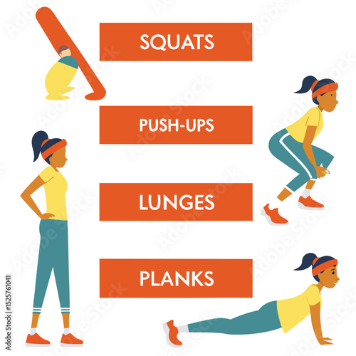 Exercise chart with various bodyweight moves