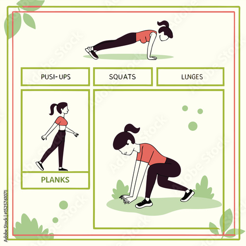 Exercise chart with various bodyweight moves