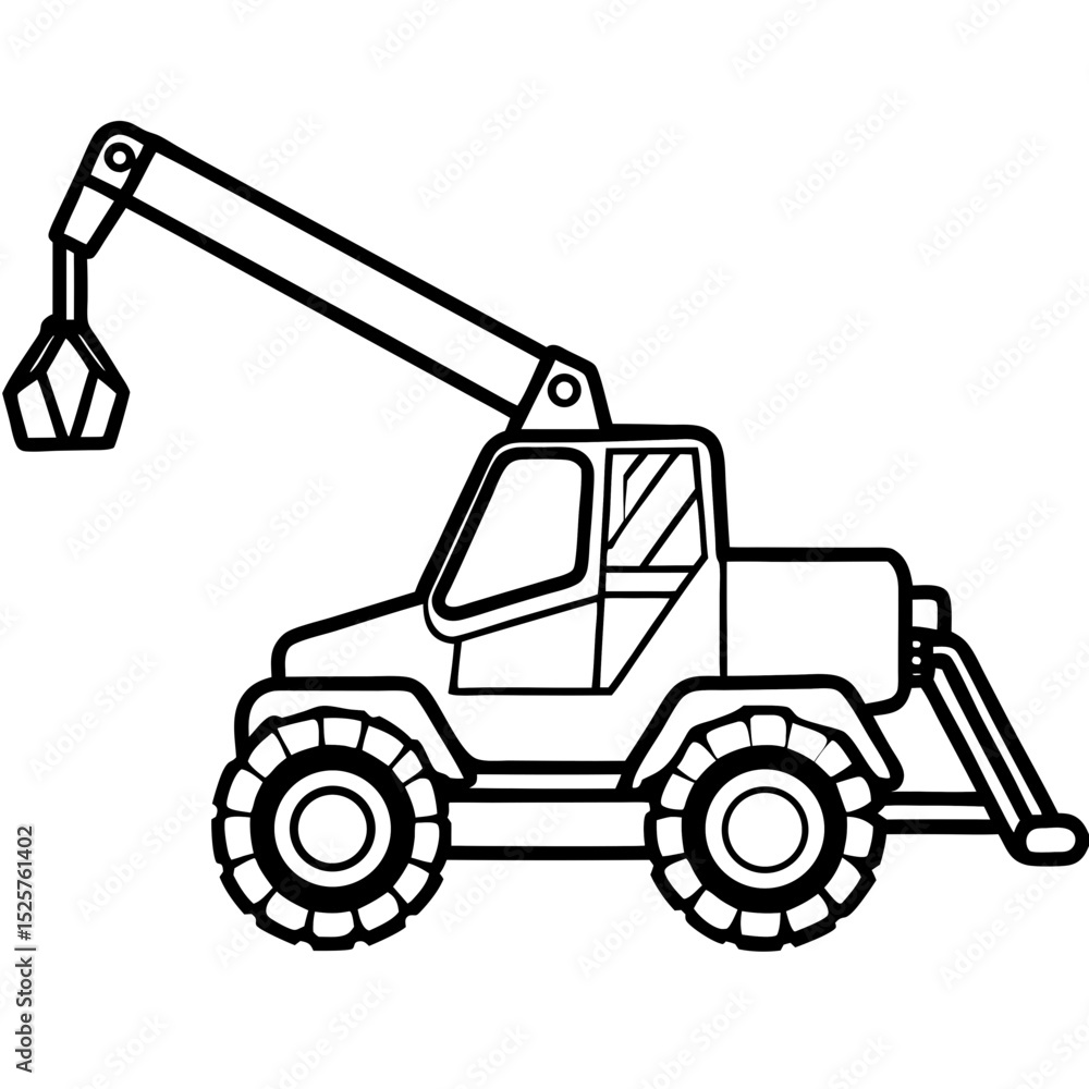 Telescopic Handler Vector on White Telescopic Handler Vector on White