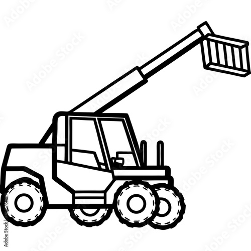 Telescopic Handler Vector on White