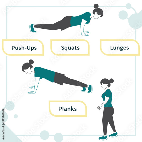 Exercise chart with various bodyweight moves