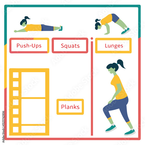 Exercise chart with various bodyweight moves