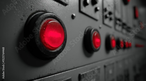 Control panel red buttons close up