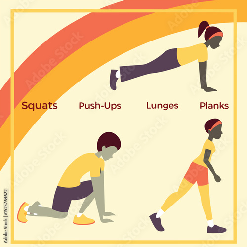 Exercise chart with various bodyweight moves