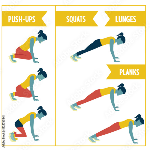 Exercise chart with various bodyweight moves