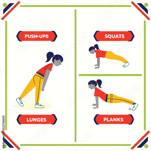Exercise chart with various bodyweight moves
