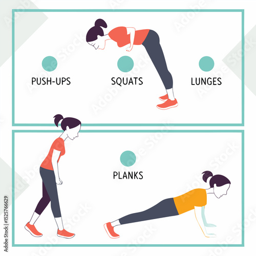 Exercise chart with various bodyweight moves