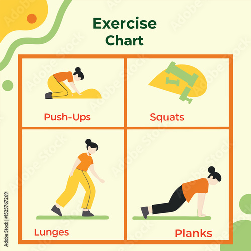 Exercise chart with various bodyweight moves