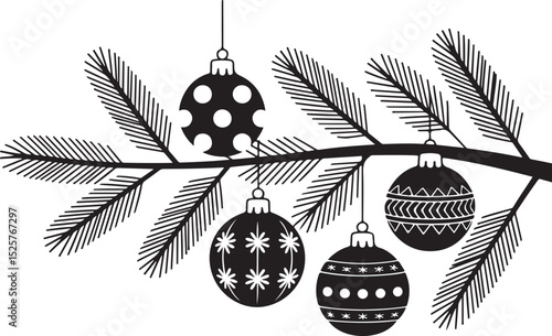 Christmas Tree Branch with Ornaments