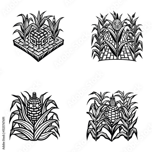 halloween Corn Mazes Vector svg
