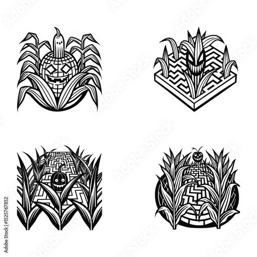 halloween Corn Mazes Vector svg