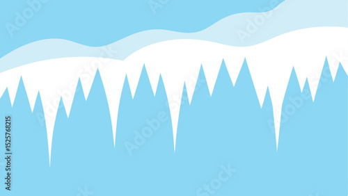 Winter frosty icicles abstract graphic design over blue background with transparency