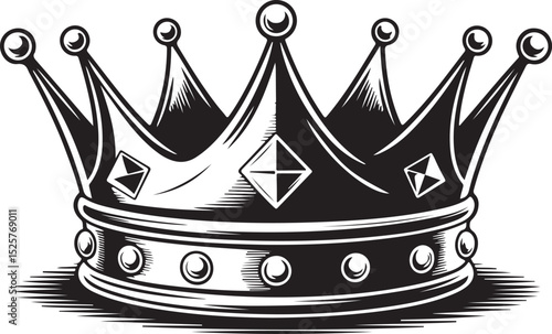 Royal Crown with Jewels and Decorative Elements