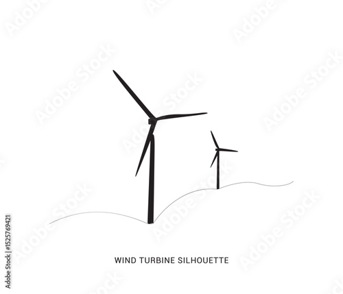  vector wind turbine silhouette in the wind