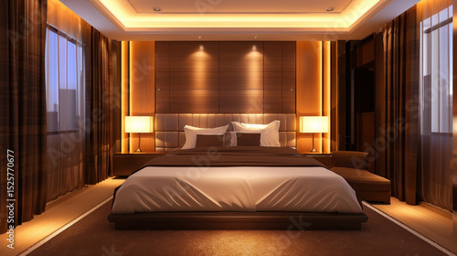 Luxury bedroom interior design warm tones and elegant ambiance