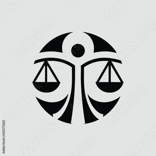 Abstract law symbol in a circular design representing justice and balance