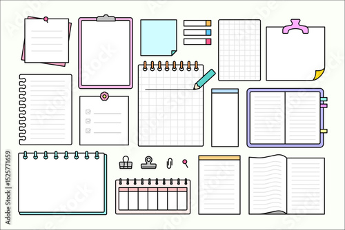 シンプルなメモ帳の素材セット