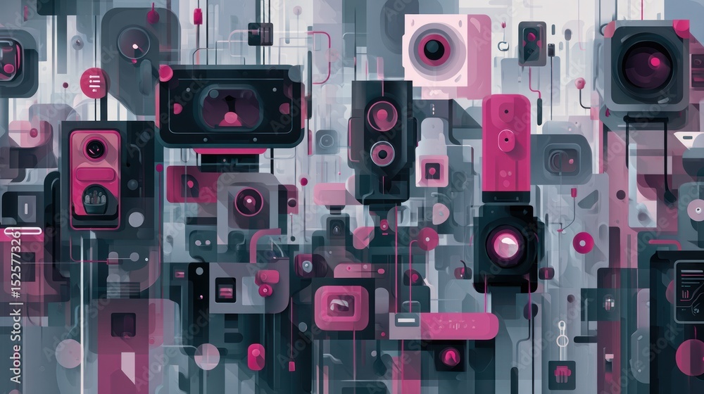 Obraz premium Abstract Flat Style Virtual Reality Headset Vector Art Design