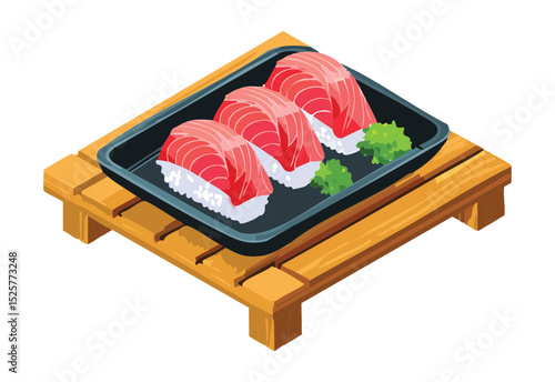 Assorted Tuna Nigiri Sushi Selection - Vector Illustration