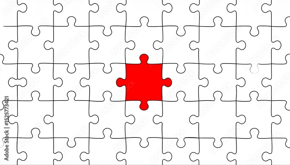 Red Jigsaw Puzzle Piece Missing Piece, Solution, Completion Red Jigsaw Puzzle Piece Missing Piece, Solution, Completion