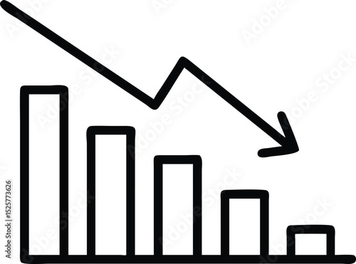 Black silhouette illustration of a falling bar graph representing recession and economic downturn.