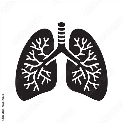 Human Lungs Silhouette Icon – Minimal Flat Anatomy Vector Design