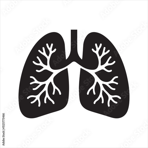 Human Lungs Silhouette Icon – Minimal Flat Anatomy Vector Design