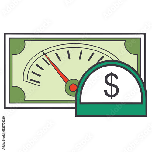 Conceptual illustration of a dollar currency metering financial investment analysis