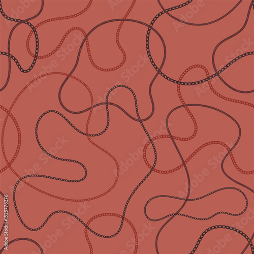 Precious metal chain seamless pattern. Jewelry vector background. Vintage fashion bijou allover print. Retro finery wallpaper.